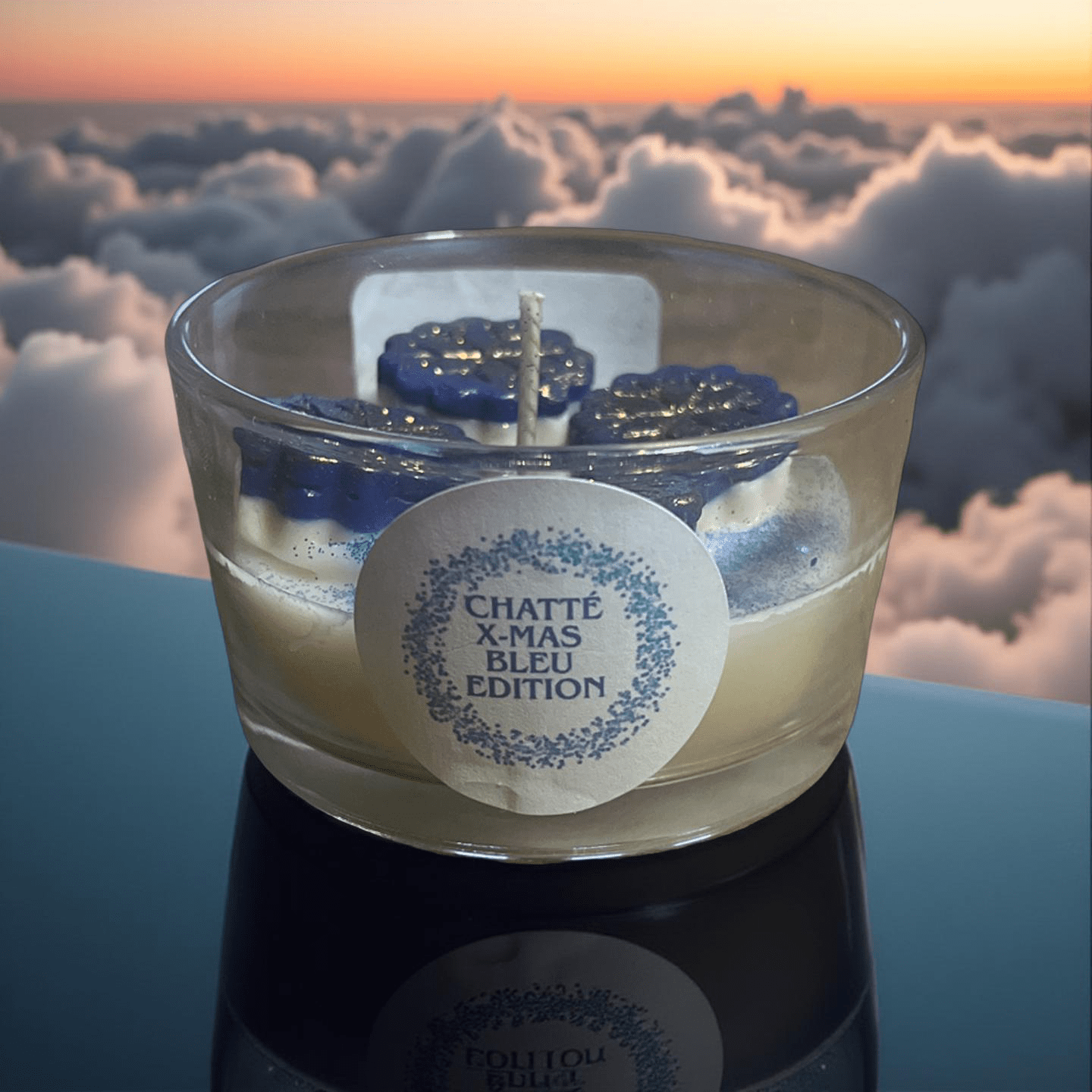 Bleu X - Mas Candles (Apple Spice snow star) - Chatté Candles