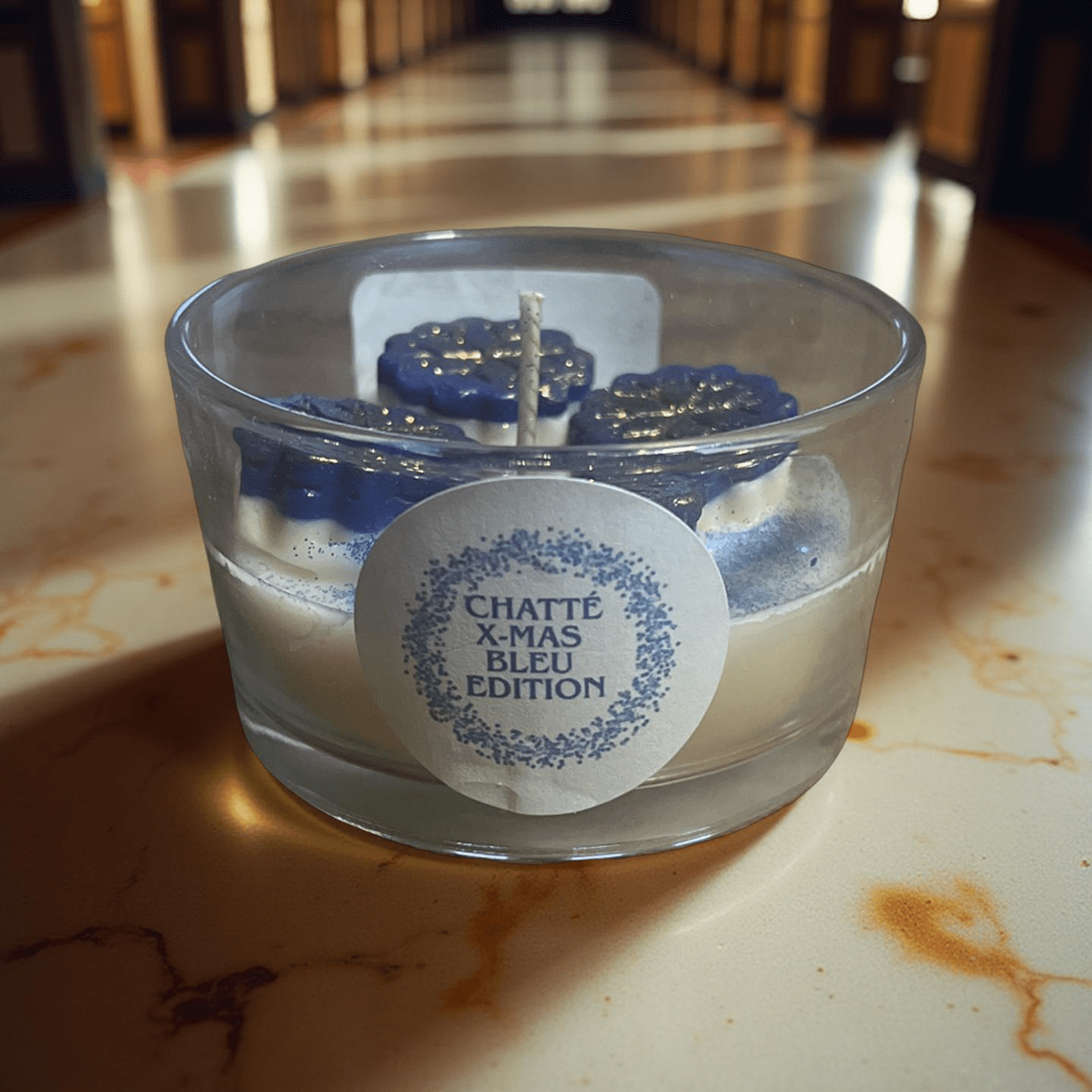 Bleu X - Mas Candles (Apple Spice snow star) - Chatté Candles