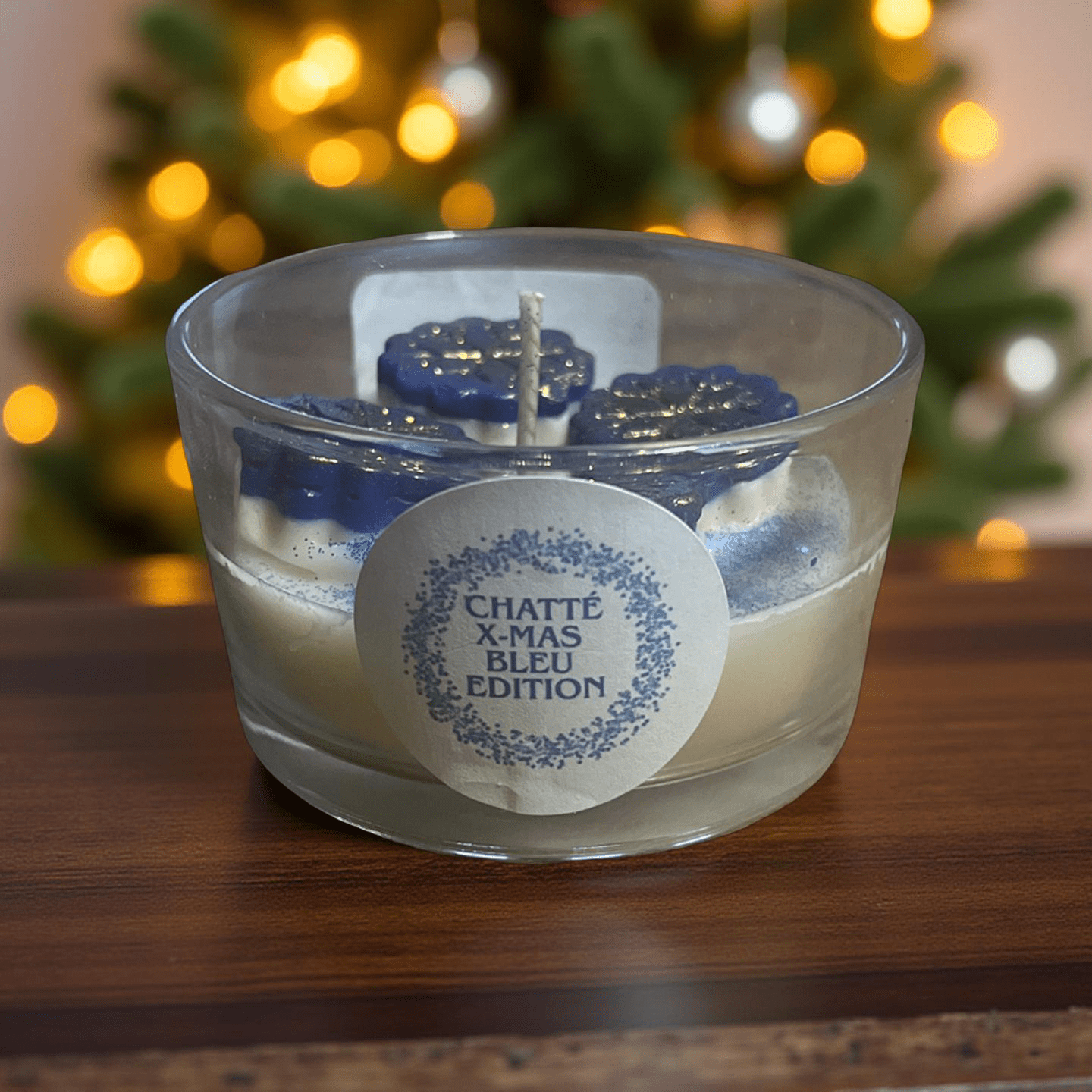 Bleu X - Mas Candles (Apple Spice snow star) - Chatté Candles