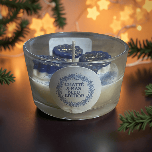 Bleu X - Mas Candles (Apple Spice snow star) - Chatté Candles