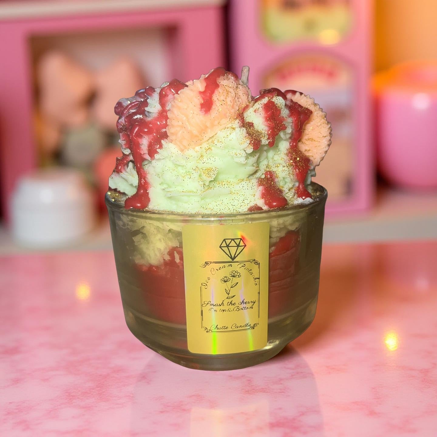 Pistachio Cherry ice cream (pistachio Cherry) - Chatté Candles
